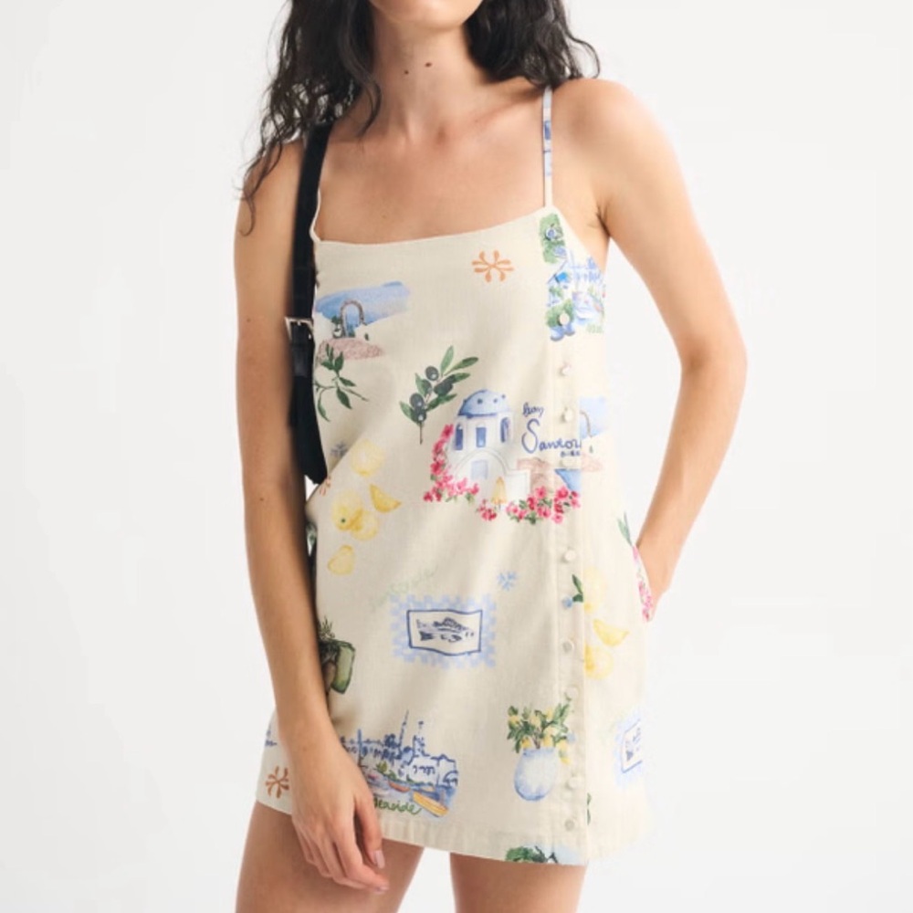 A&F Yellow/Beige Linen-Blend Skort Dress | Size Small